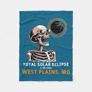Skeleton Solar Eclipse West Plains Illustration Fleece Blanket