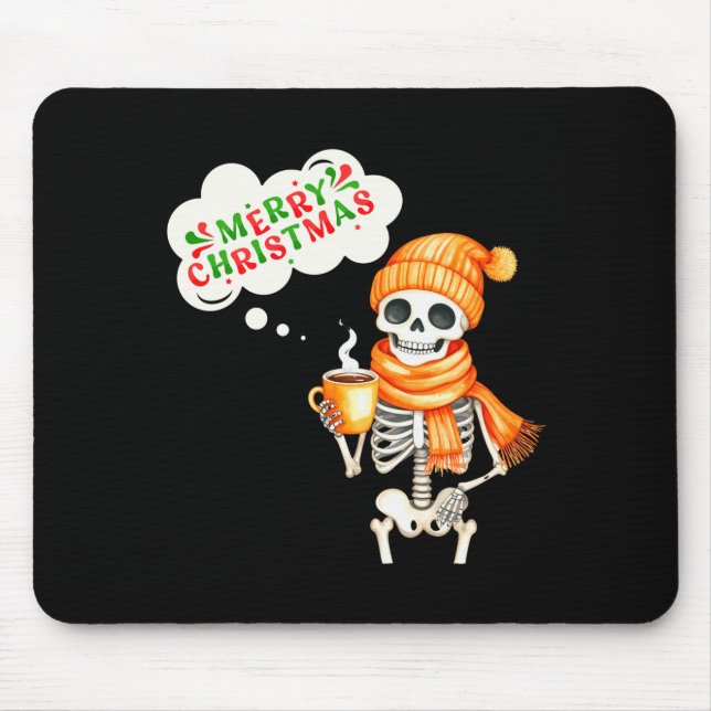Skeleton Speak Merry Christmas Waer F And Hold Cof Mouse Pad (Front)