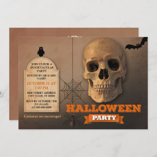 Skeleton Spider Halloween Invitation