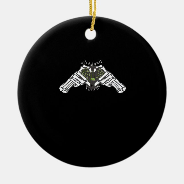 Skeleton Spider Heart Ceramic Ornament (Front)