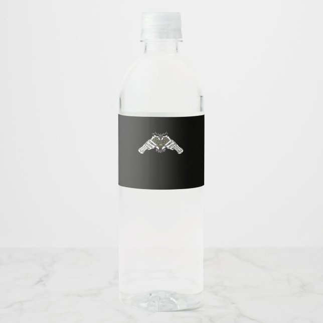 Skeleton Spider Heart Water Bottle Label (Front)