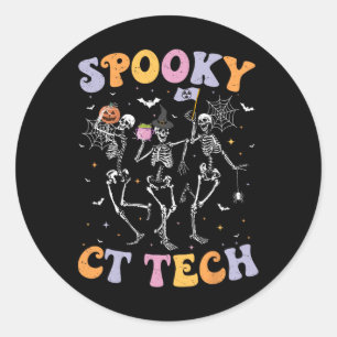 Skeleton Spooky Ct Tech Computed Tomography Tech H Classic Round Sticker
