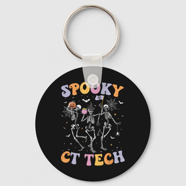 Skeleton Spooky Ct Tech Computed Tomography Tech H Key Ring (Front)
