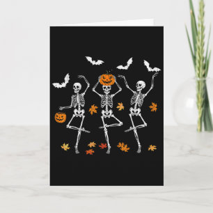 Skeleton Spooky Dancing Fall Halloween Thanksgivin Card