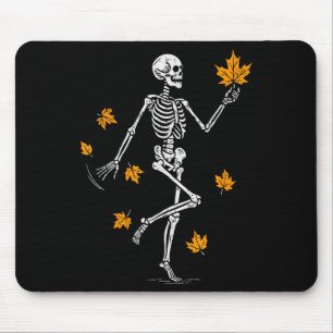 Skeleton Spooky Dancing Fall Halloween Thanksgivin Mouse Pad