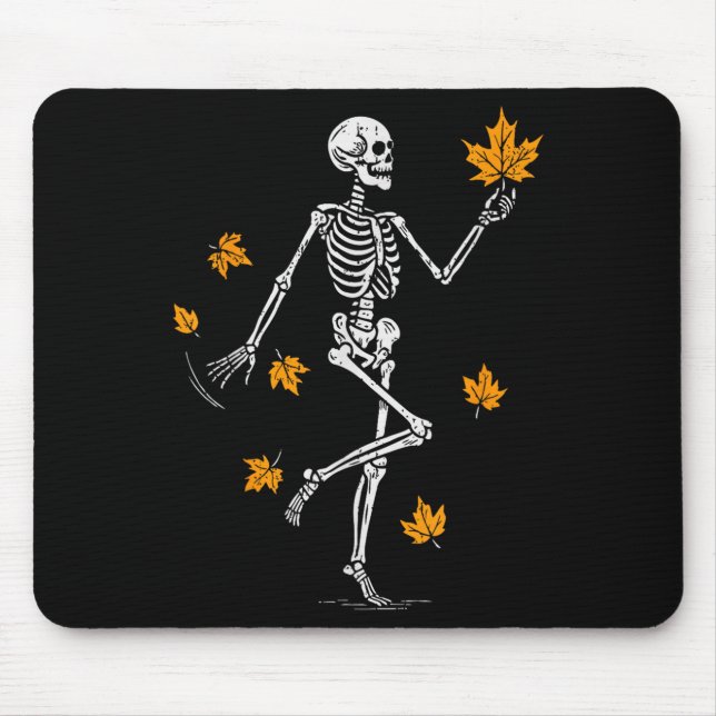 Skeleton Spooky Dancing Fall Halloween Thanksgivin Mouse Pad (Front)