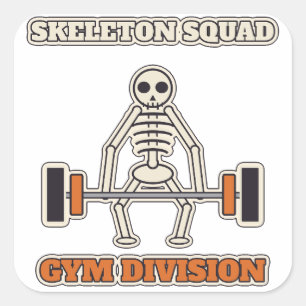 Skeleton Squad Gym Division Workout Shirt Square Sticker