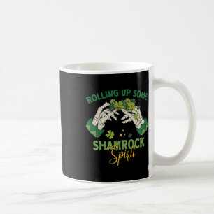 Skeleton St Patricks Day Rolling Up Some Shamrock Coffee Mug