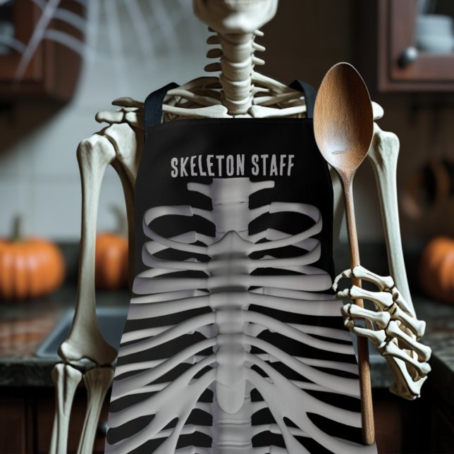 Skeleton Staff Custom Halloween Apron (Skeleton staff apron for your skeleton staff)