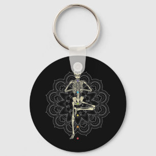 Skeleton standing in Yoga Position Key Ring