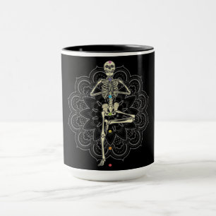 Skeleton standing in Yoga Position Mug