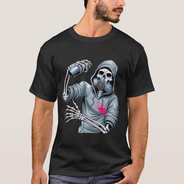 Skeleton Street Graffiti Cool Trend T-shirt (Front)
