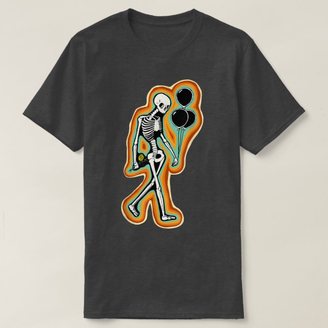 Skeleton Strolling Through Retro Land  T-Shirt (Design Front)