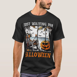 Skeleton Summer Beach Just Waiting For Halloween T-Shirt