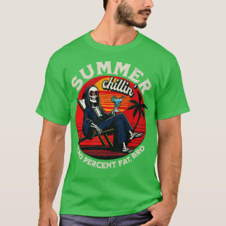 Skeleton Summer Chill Beach Sunset Funny Relaxing  T-Shirt