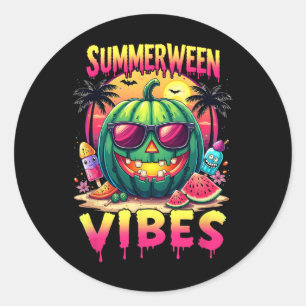 Skeleton Summer Summerween Vibes Watermelon Jack-o Classic Round Sticker