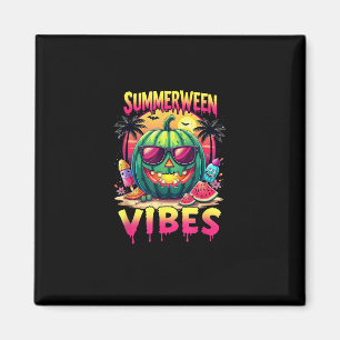 Skeleton Summer Summerween Vibes Watermelon Jack-O Magnet