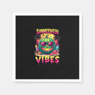 Skeleton Summer Summerween Vibes Watermelon Jack-O Napkin