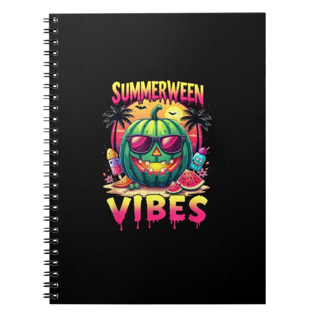 Skeleton Summer Summerween Vibes Watermelon Jack-O Notebook (Front)
