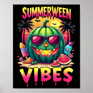 Skeleton Summer Summerween Vibes Watermelon Jack-o Poster