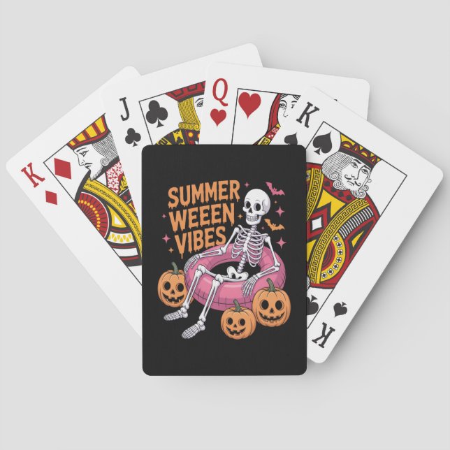Skeleton Summer Vibe Summerween Playing Cards (Back)