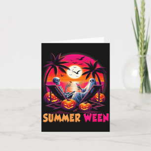 Skeleton Summer-ween Beach Halloween Vibe Sunset Card