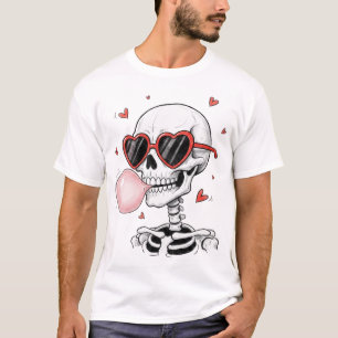 Skeleton Sunglasses Hearts Bubblegum 90s Graphic T-Shirt