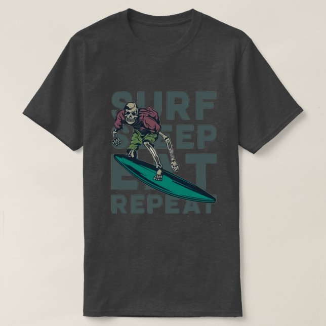 SKELETON SURF SHEEP EAT REPEAT T-Shirt (Design Front)