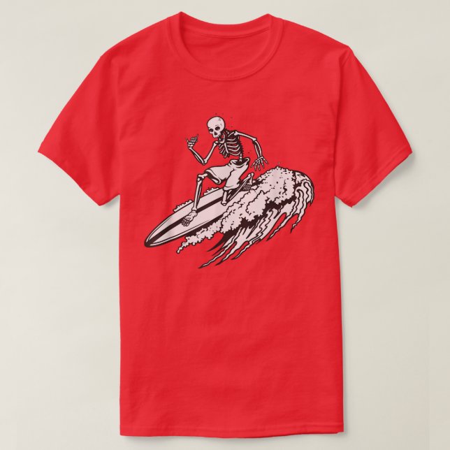 Skeleton Surf Surfing  T-Shirt (Design Front)