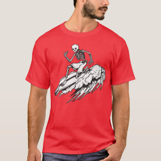 Skeleton Surf Surfing  T-Shirt
