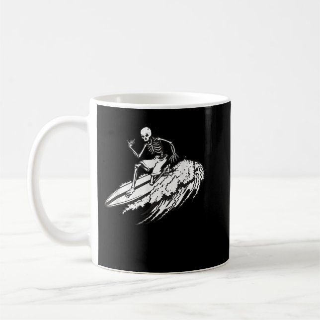 Skeleton Surf Surfing T-shirt Coffee Mug (Left)