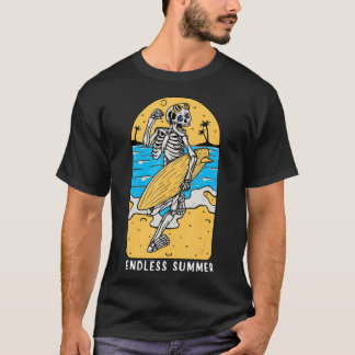 Skeleton Surfer Beach Surfing Surfboard Vintage Sk T-Shirt