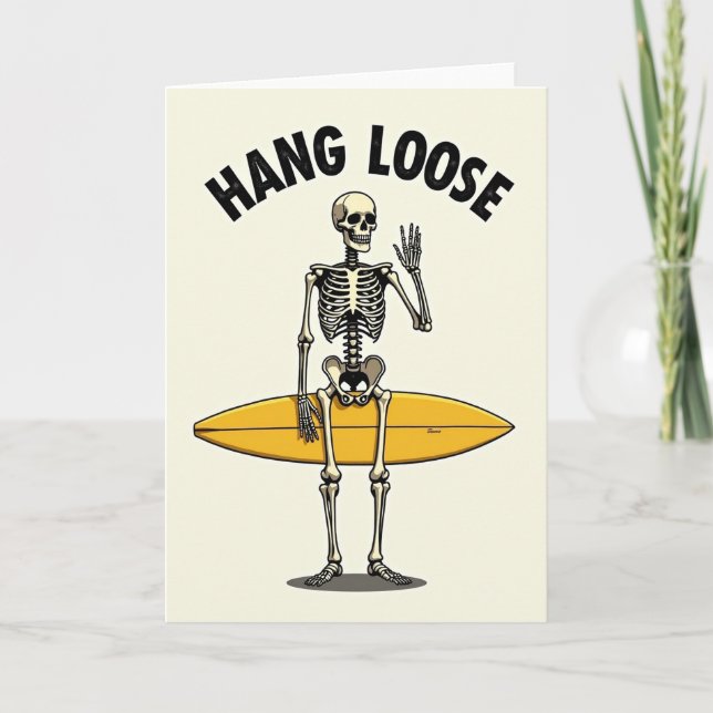 Skeleton Surfer Birthday Card (Front)
