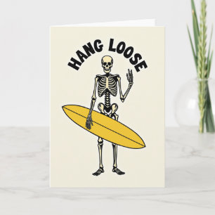 Skeleton Surfer Birthday Wish Card