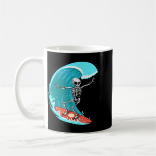 Skeleton Surfer Halloween Funny Wave Surfing Surf Coffee Mug