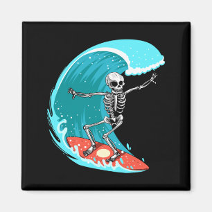 Skeleton Surfer Halloween Funny Wave Surfing Surf Magnet