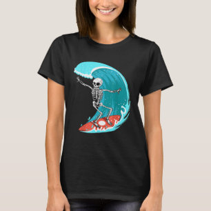Skeleton Surfer Halloween Funny Wave Surfing Surf T-Shirt