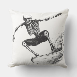 💀 Skeleton Surfer: Minimalist Style 🏄 ♂️ Cushion