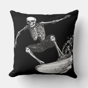 💀 Skeleton Surfer: Minimalist Style 🏄 ♂️ Cushion