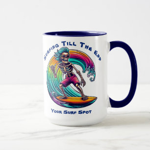 Skeleton Surfer Riding A Wave Mug