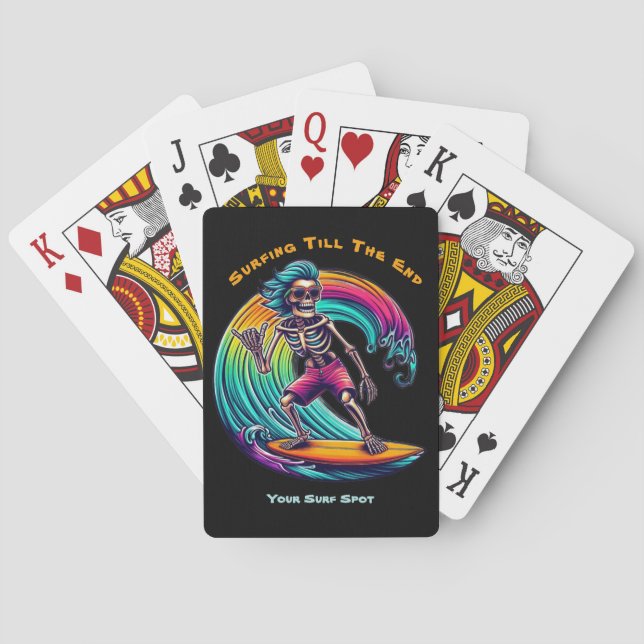Skeleton Surfer Riding A Wave Playing Cards (Back)