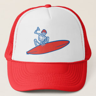 Skeleton Surfer Trucker Hat