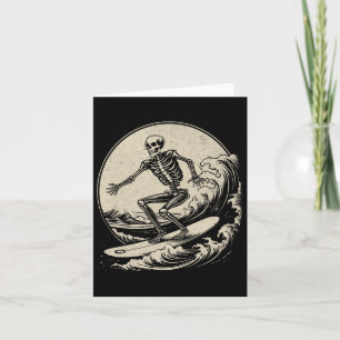 Skeleton Surfer Vintage Big Wave Surfing Funny Hal Card