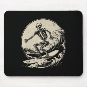 Skeleton Surfer Vintage Big Wave Surfing Funny Hal Mouse Pad