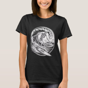 Skeleton Surfer Vintage Big Wave Surfing Funny Hal T-Shirt