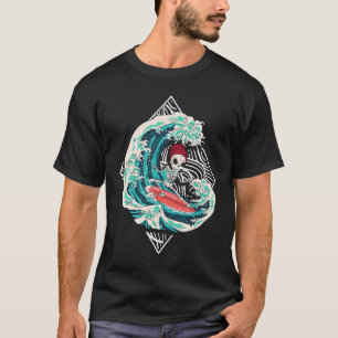 Skeleton Surfer Waves Ocean Surfboard Surfing T-Shirt