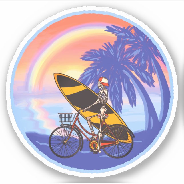 Skeleton Surfer with Surfboard (Front)