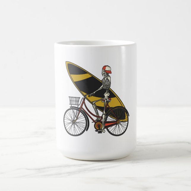 Skeleton Surfer with Surfboard Coffee Mug (Center)