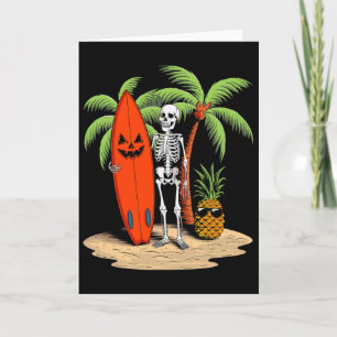Skeleton Surfing Halloween Beach Vibe Fun  Card