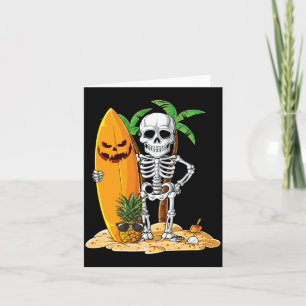 Skeleton Surfing Halloween Hawaii Hawaiian Men Card